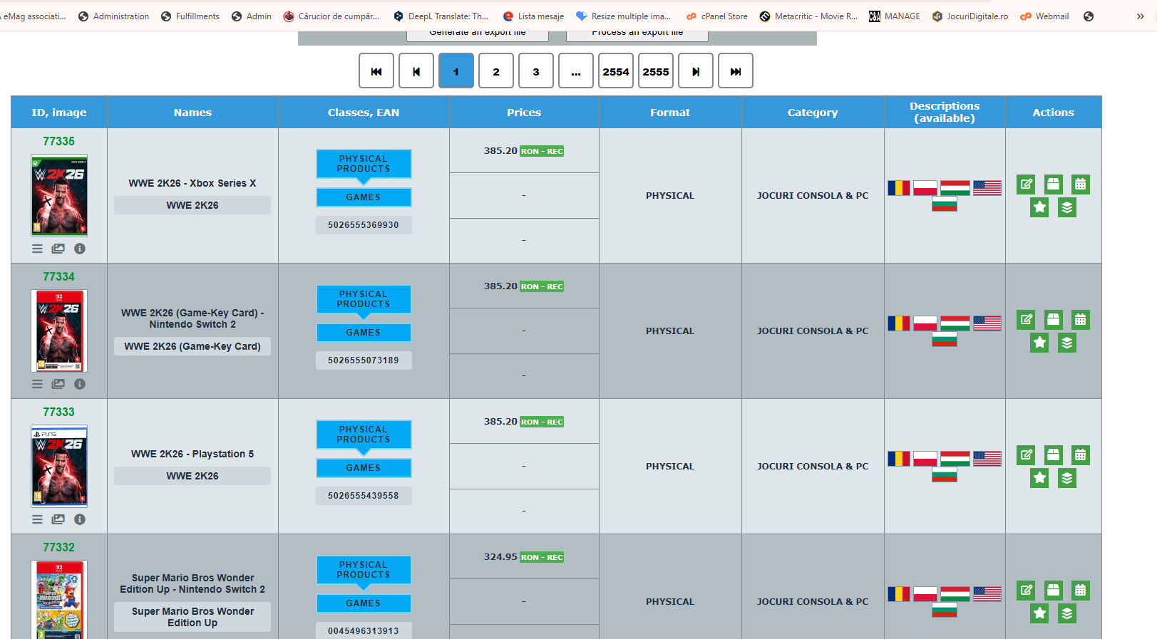 Catalog produse – nomenclator principal