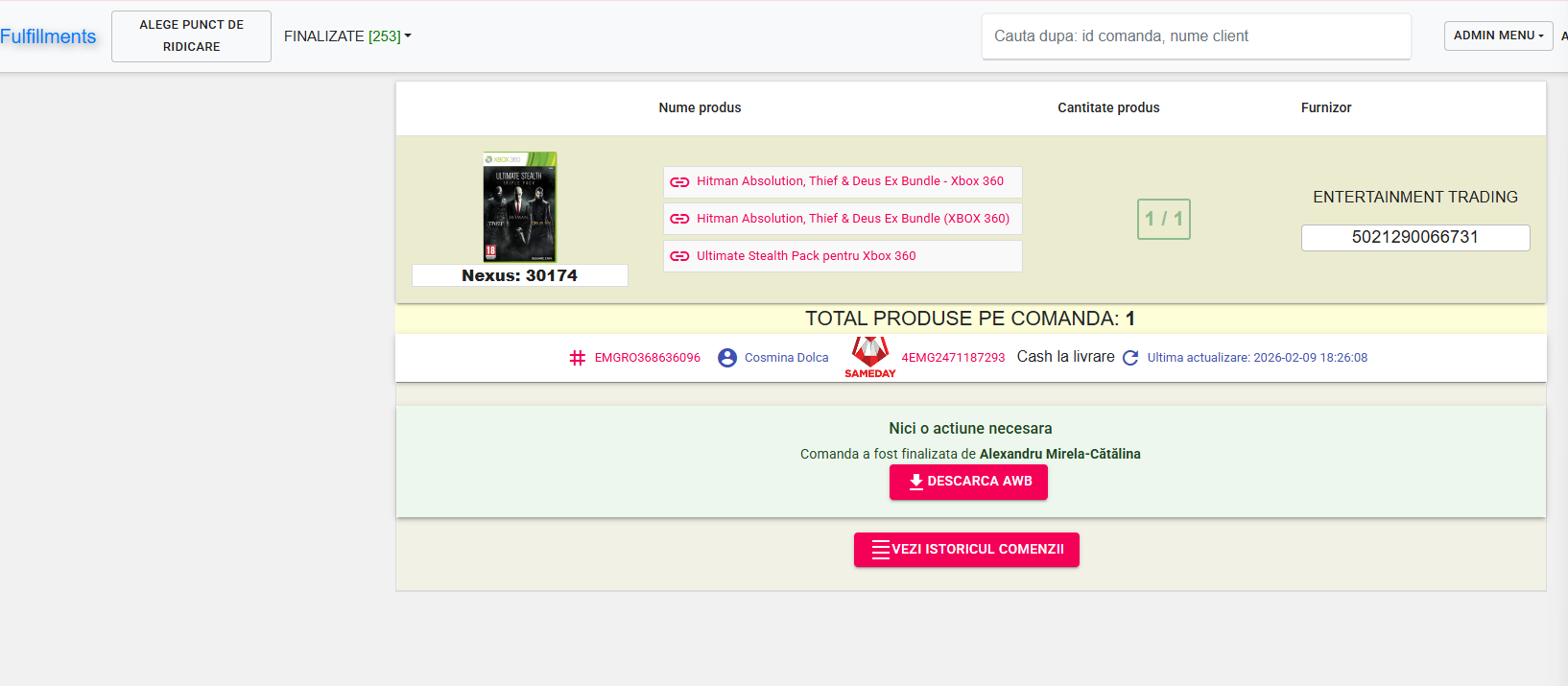 Detalii comandă și procesare